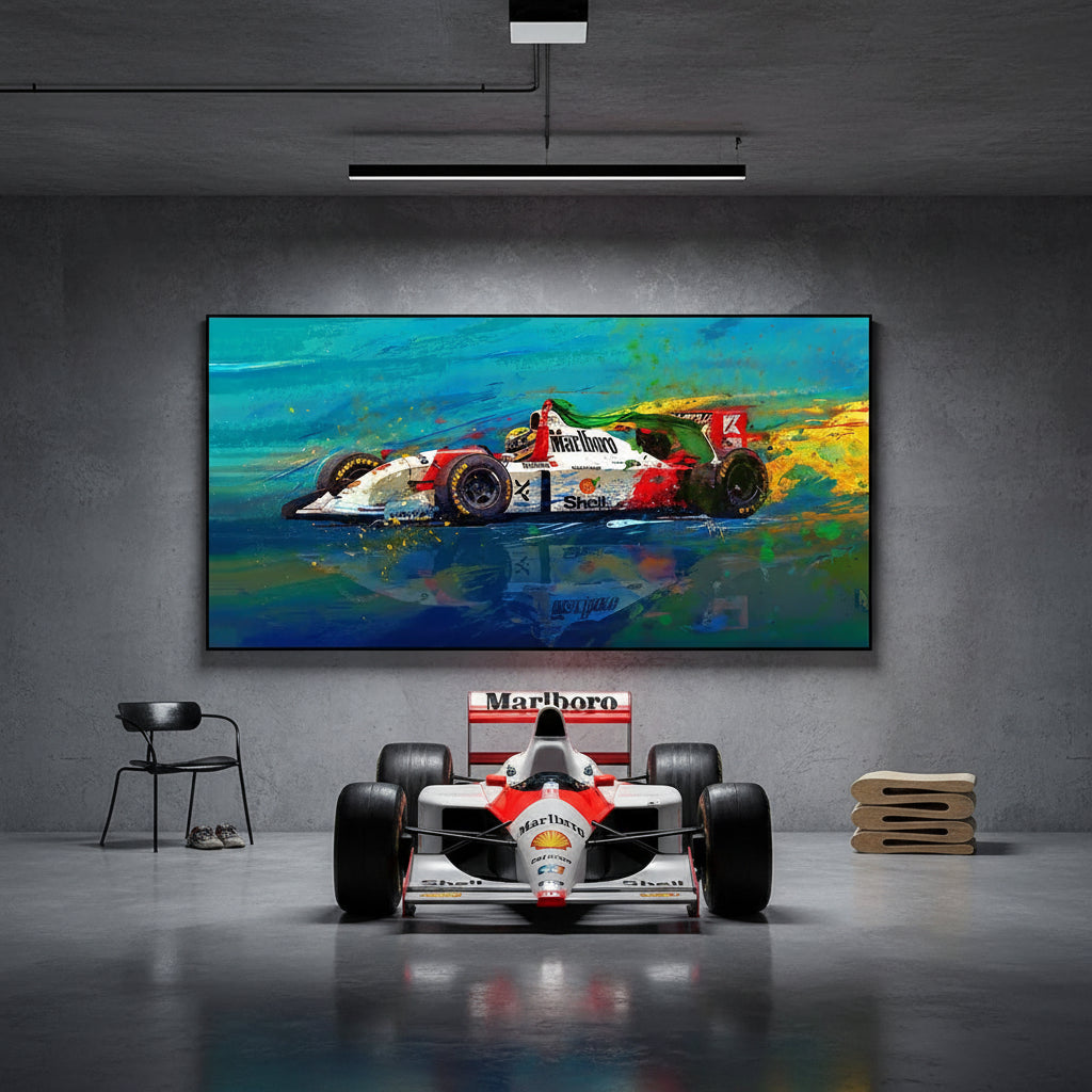 Ayrton Senna F1 Bild – Moderne Kunst Racing Color Splash