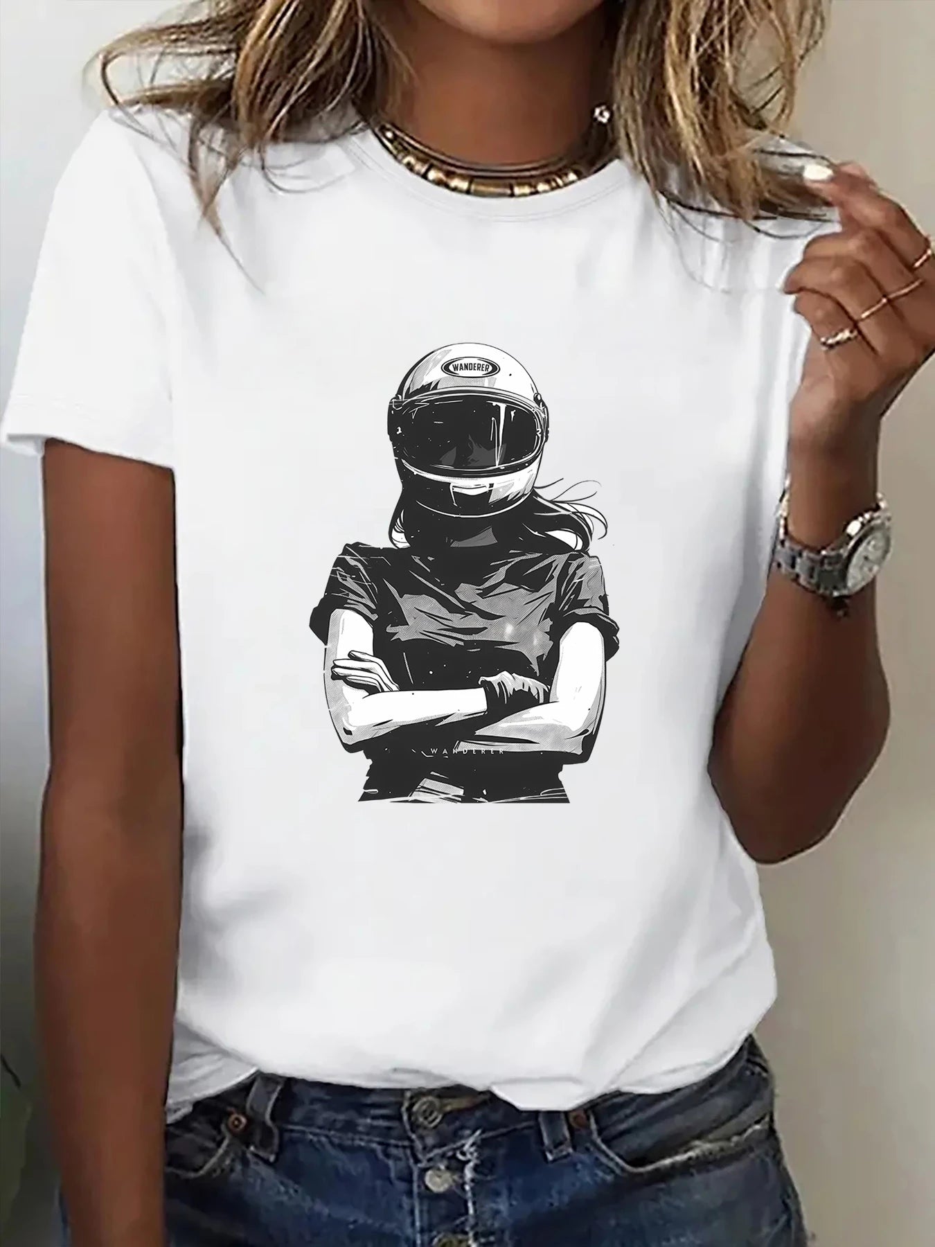 T-SHIRT FEMME MOTARDE