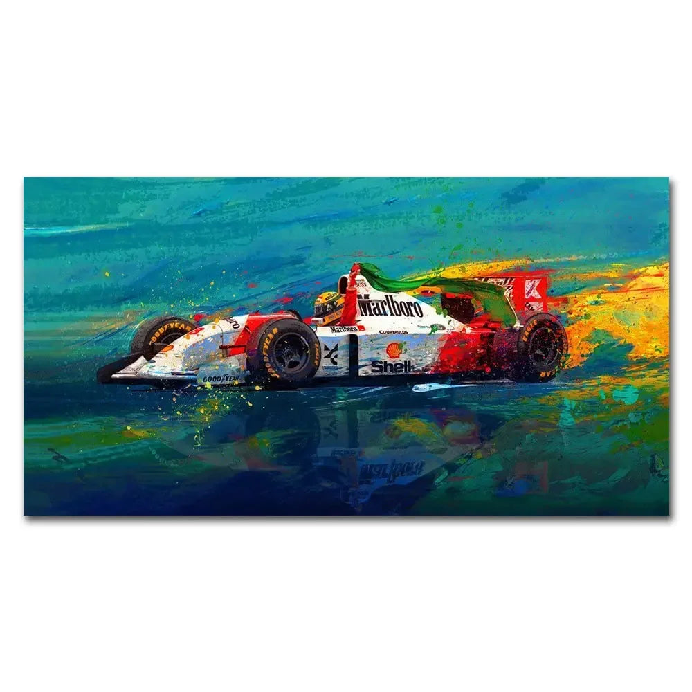 Ayrton Senna F1 Bild – Moderne Kunst Racing Color Splash