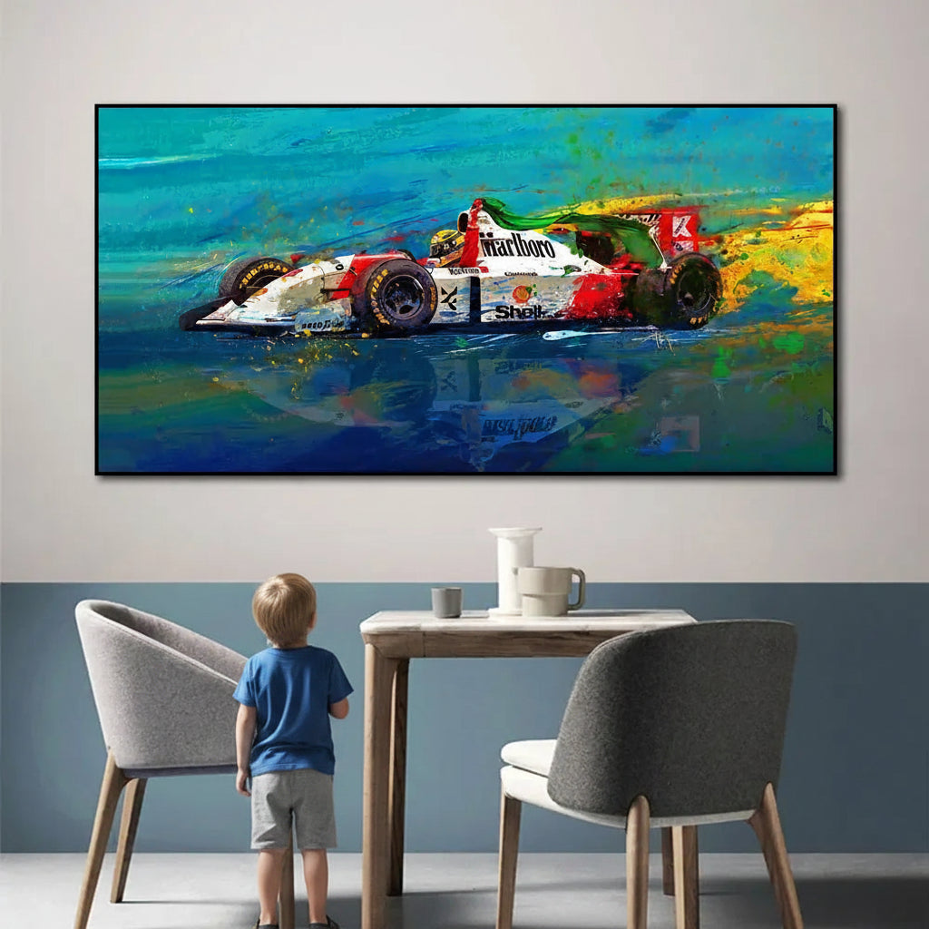 Ayrton Senna F1 Bild – Moderne Kunst Racing Color Splash