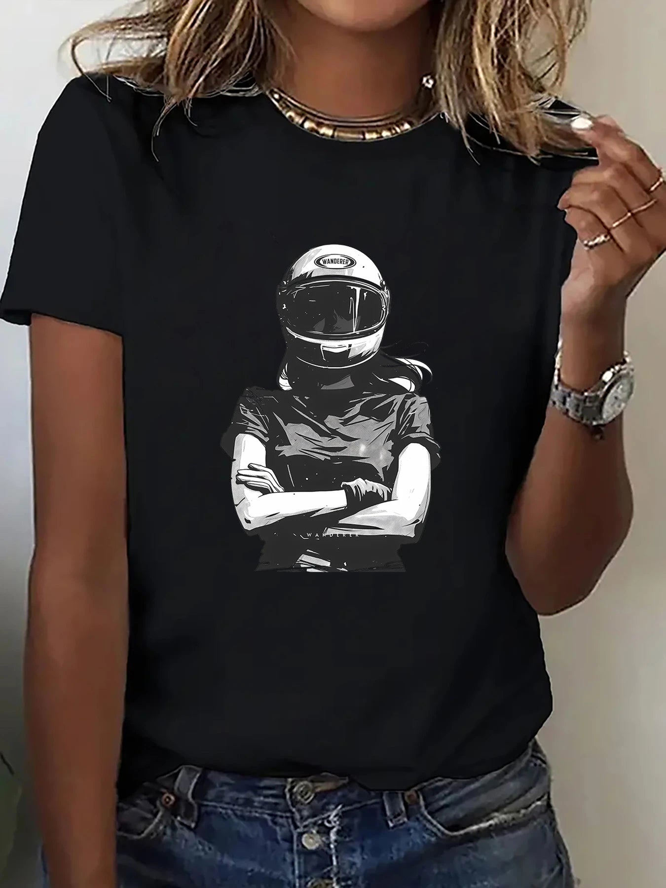 T-SHIRT FEMME MOTARDE