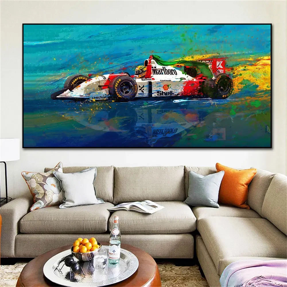 Ayrton Senna F1 Bild – Moderne Kunst Racing Color Splash