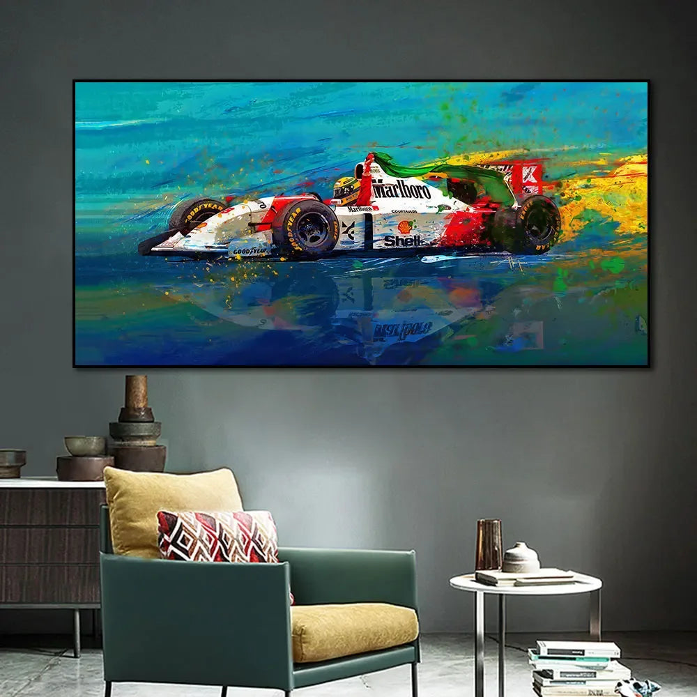 Ayrton Senna F1 Bild – Moderne Kunst Racing Color Splash