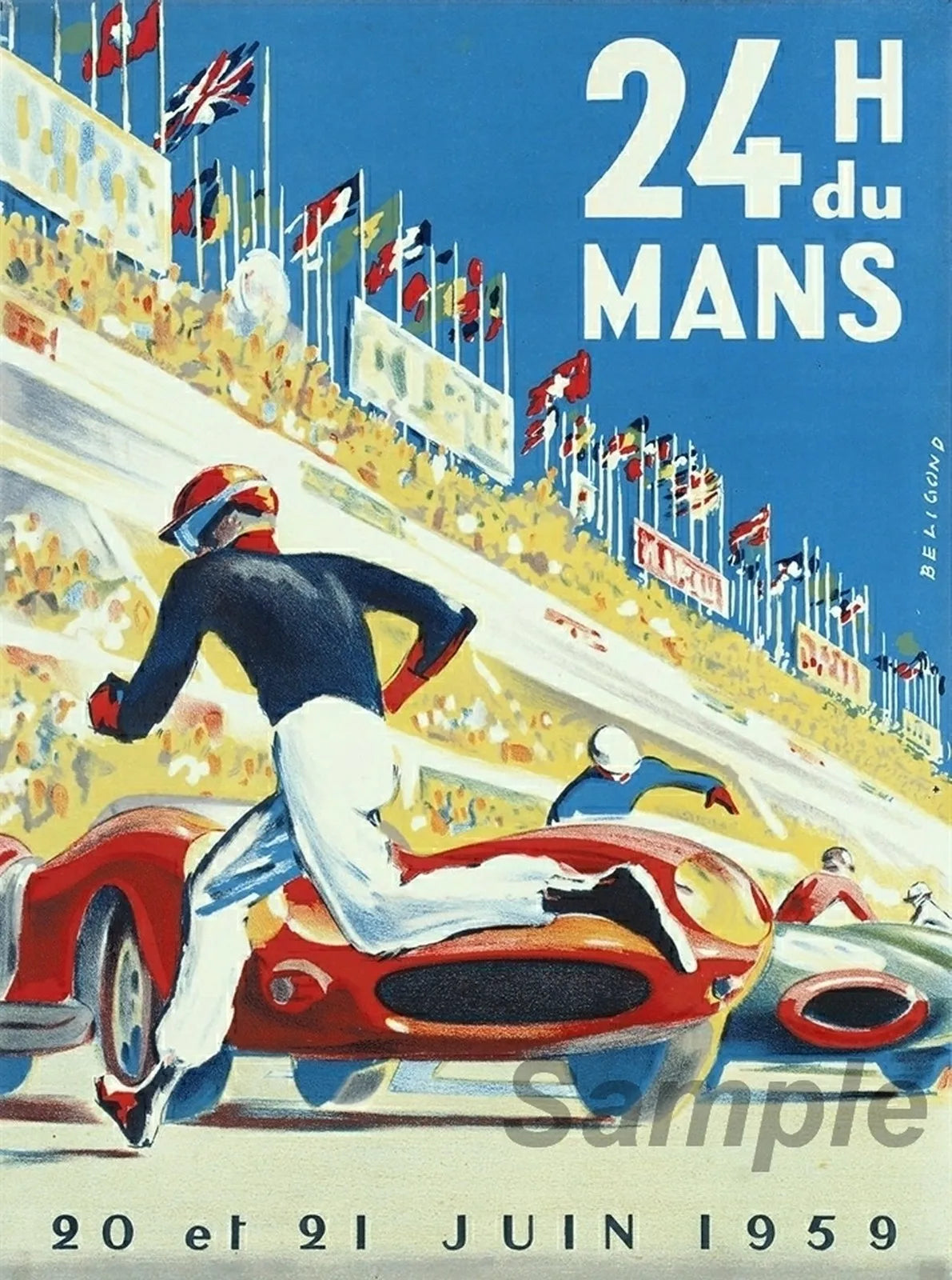 Vintage Plakat 24 Stunden von Le Mans 1959